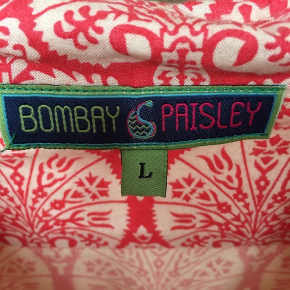 Coral and cream colored paisley blouse, size L - Picture 3 of 3